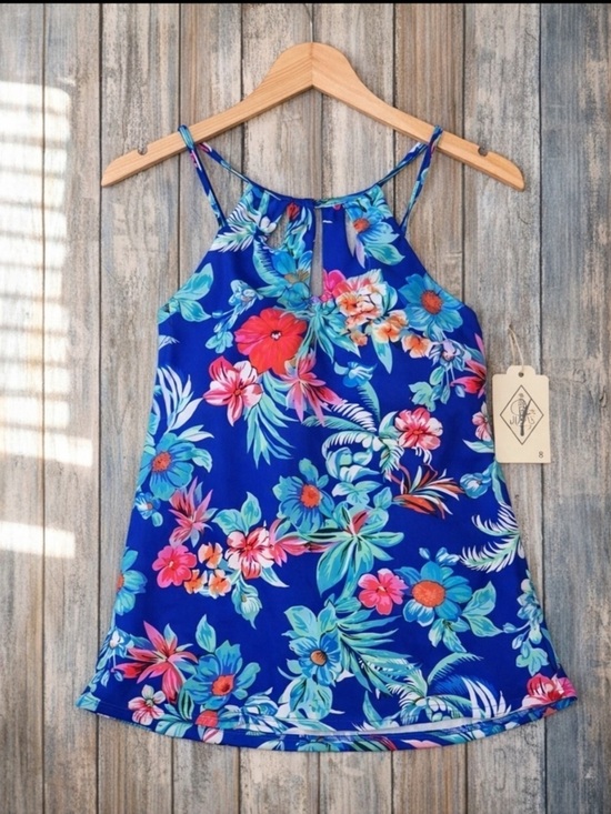 St. John's Bay Other - NWT St. John’s Bay Blue Floral Tankini Top Women’s Size 8 Tropical Swim